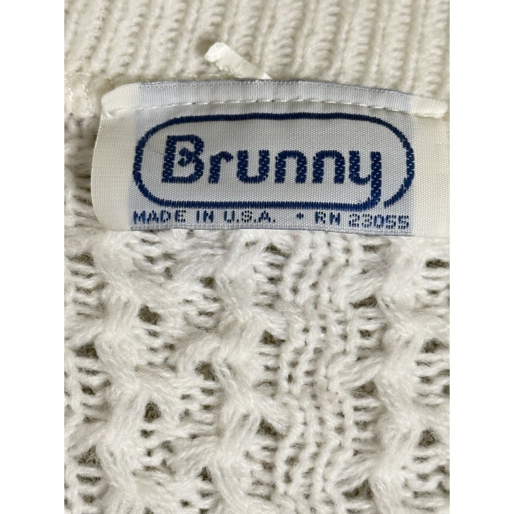 Vintage Brunny Sweater V Neck Cardigan Chunky Knit Oversize Grandmacore White XL - Picture 3 of 5